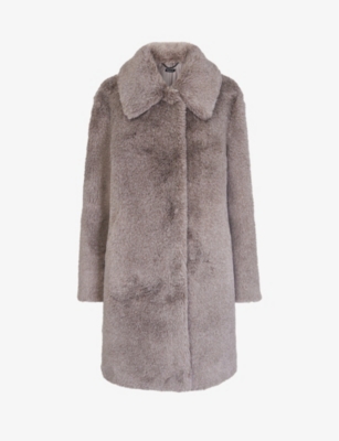 Whistles Imogen Faux Fur Coat In Gray/multi