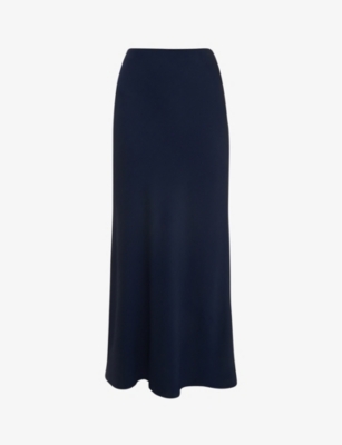WHISTLES: Bias-cut satin recycled-polyester midi skirt