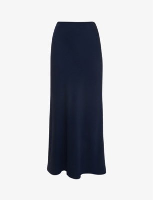 WHISTLES Biascut satin recycledpolyester midi skirt