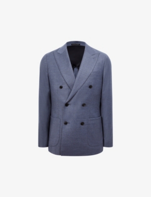 REISS REISS MEN'S AIRFORCE BLUE MARQUEE DOUBLE-BREASTED WOOL-BLEND BLAZER,62074064