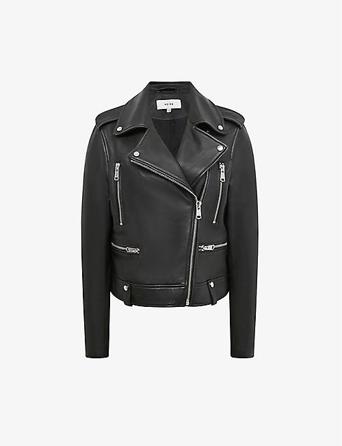 REISS: Santiago leather biker jacket