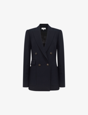 Reiss Women's Larsson Twill Double-breasted Blazer In Navy