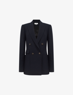 REISS REISS WOMEN'S NAVY LARSSON DOUBLE-BREASTED WOOL-BLEND JACKET,62228221