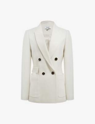 REISS REISS WOMEN'S WHITE LARSSON DOUBLE-BREASTED WOOL-BLEND JACKET,62228009