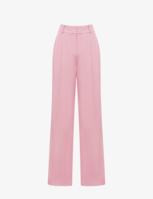 Reiss Blair Wool-blend Wide Leg Trouser In Pink