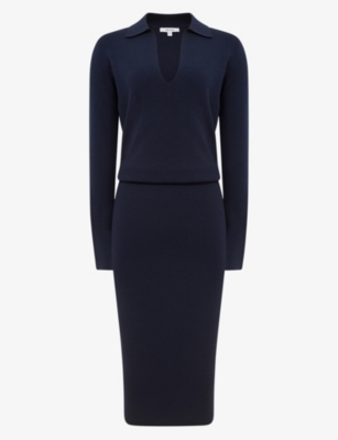 REISS - Elaina collared ribbed-knit dress | Selfridges.com