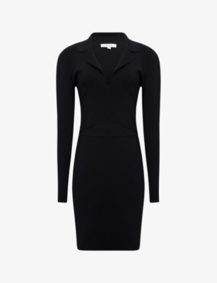 Reiss Womens Black Freya Cut-out Stretch-knit Mini Dress | ModeSens