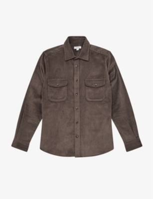 Reiss Mens Mocha Bonucci Twin-pocket Corduroy-cotton Overshirt