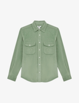 Reiss Mens Sage Bonucci Twin-pocket Corduroy-cotton Overshirt