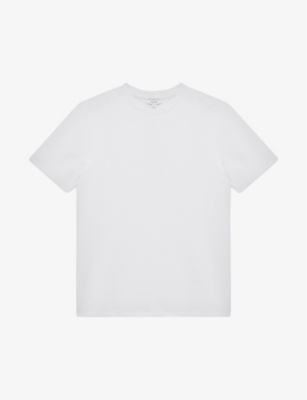 Shop Reiss Men's White Cooper Honeycomb-texture Cotton-blend T-shirt