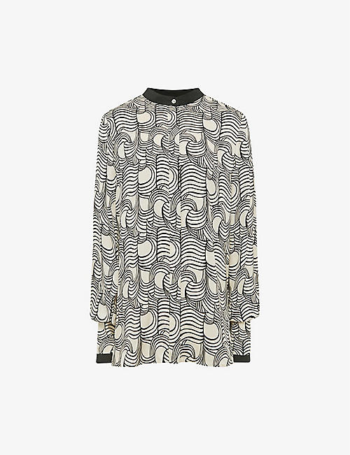 REISS: Jess swirl-print woven blouse