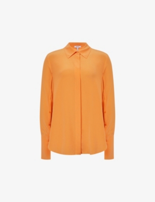 REISS REISS WOMEN'S ORANGE KIA RELAXED-FIT MATTE-SILK SHIRT,62243415