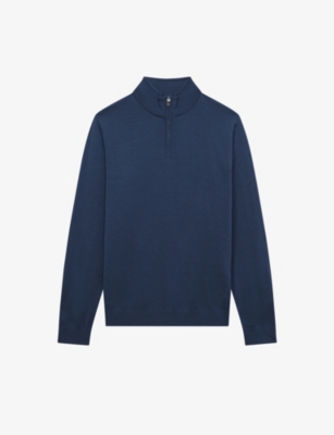 Reiss Mens Azure Blackhall Slim-fit Wool Jumper