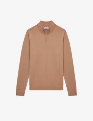 Reiss Mens Camel Blackhall Slim-fit Wool Jumper