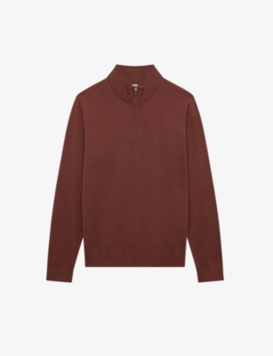 REISS REISS MEN'S RUSSET BLACKHALL SLIM-FIT WOOL JUMPER,62246034