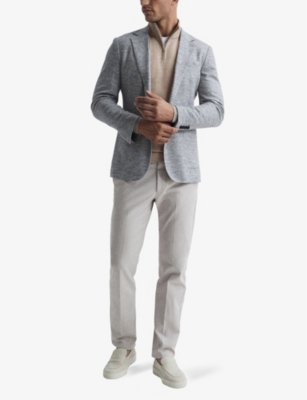 Reiss Mens Beige Blackhall Half-zip Long-sleeve Merino-wool Jumper Xs In Pink