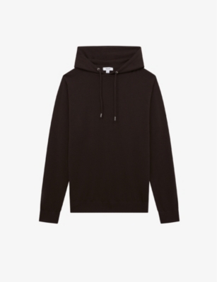 Reiss Mens Bitter Chocolat Holland Slim-fit Wool Hoody In Bitter Chocolate