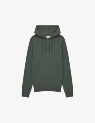 REISS REISS MENS IVY GREEN HOLLAND SLIM-FIT WOOL HOODY