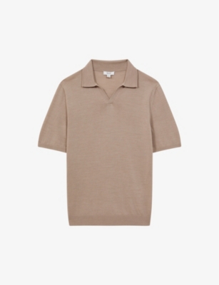 REISS: Duchie open-neck wool polo shirt