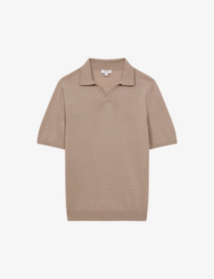 REISS DUCHIE OPEN-NECK WOOL POLO SHIRT