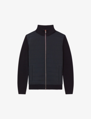 Reiss Trainer - Zip Through Quilted Jumper in Black for Men