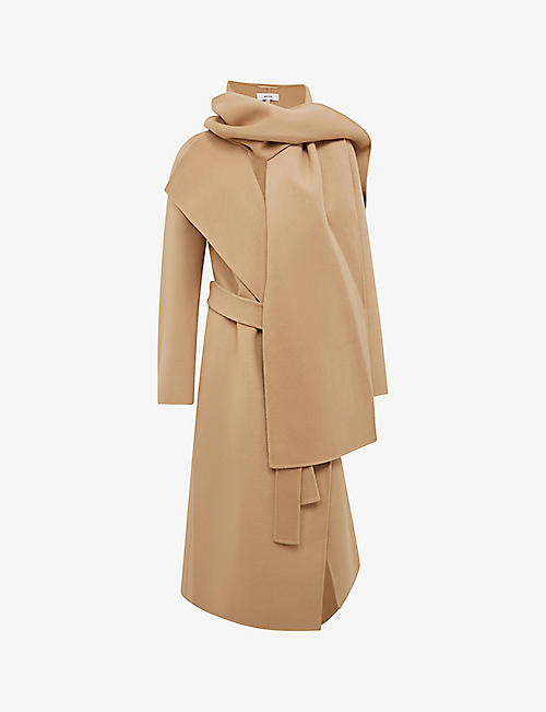 REISS: Valentina scarf wool-blend coat