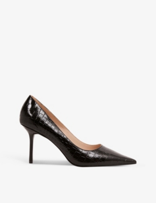 Reiss Elina Embossed Pointed Toe Pump In Black