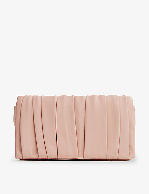 REISS: Camille chain-strap pleated satin clutch bag
