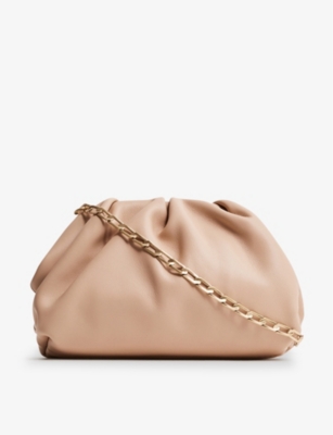 Reiss Elsa Chain-strap Nappa-leather Clutch Bag In Blush