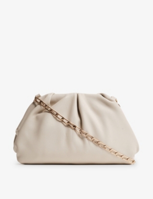 Reiss Elsa Chain-strap Nappa-leather Clutch Bag In Off White