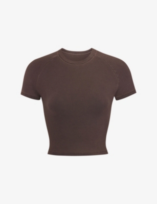 Skims Raglan Crop T-shirt In Cocoa
