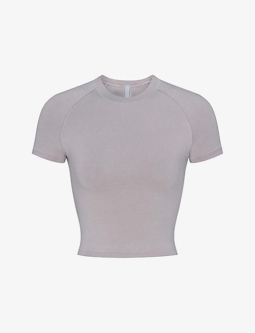 SKIMS: New Vintage cropped stretch-cotton T-shirt
