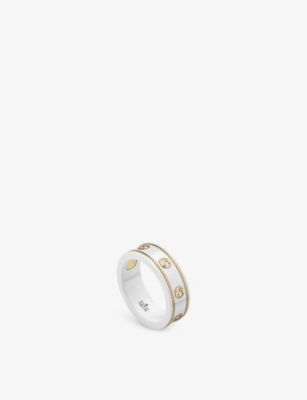 GUCCI: Icon 18ct yellow-gold and zirconia ring