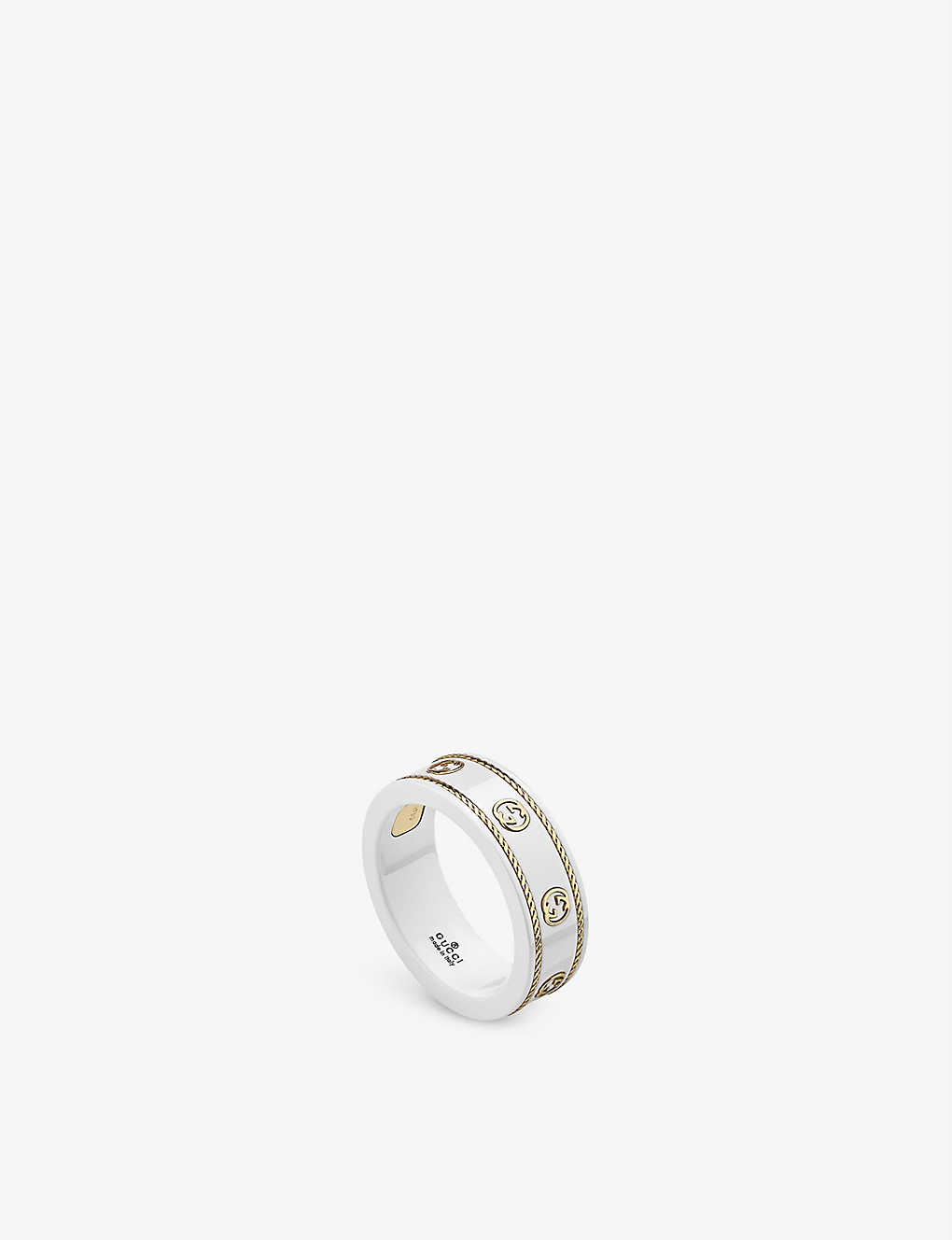 Gucci Womens White Yellow Gold Icon 18ct Yellow-gold And Zirconia Ring