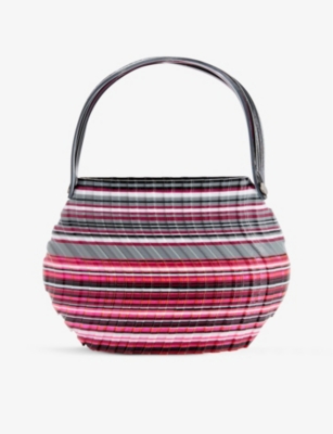 TOUCHLESS: Marbled Pleated striped 3D-printed plastic top-handle bag