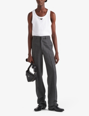 PRADA: Logo-plaque slim-fit cotton-jersey vest