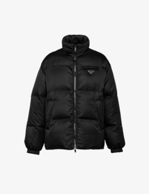 Prada Mens Black Re-nylon Logo Plaque Recycled Nylon Down Jacket