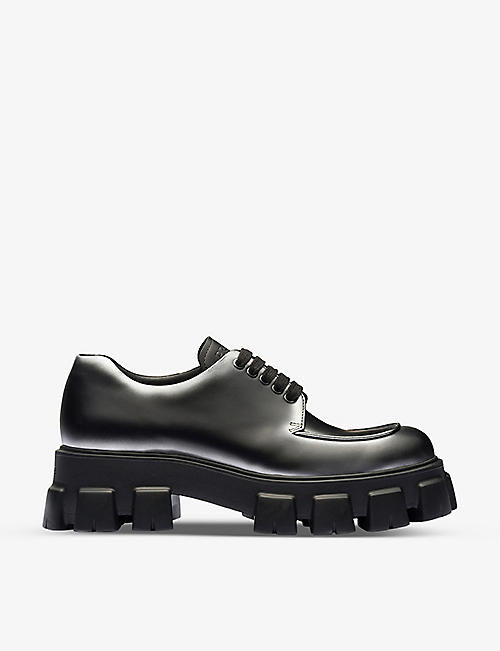 PRADA: Monolith leather lace-up shoes