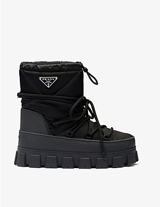 PRADA: Brand-plaque chunky-sole recycled-nylon boots