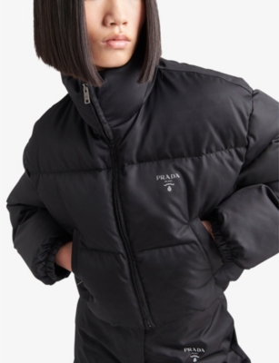 PRADA Water-reactive cropped recycled-polyamide down jacket