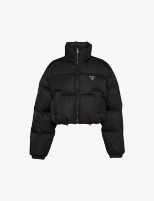 PRADA Water-reactive cropped recycled-polyamide down jacket