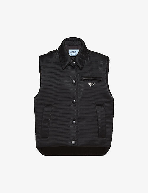 PRADA: Logo-plaque brand-print recycled-polyamide vest