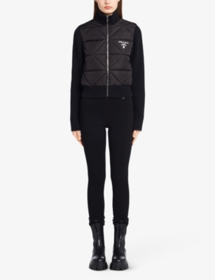 PRADA Logo-plaque turtleneck recycled polyamide and wool-blend jacket