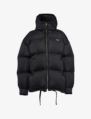 PRADA: Brand-print oversized recycled-nylon jacket