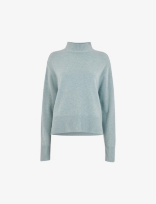 Whistles Ferne Wool Funnel Neck Sweater In Pale Blue