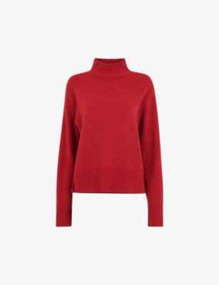 Whistles Ferne Wool Funnel Neck Sweater In Red