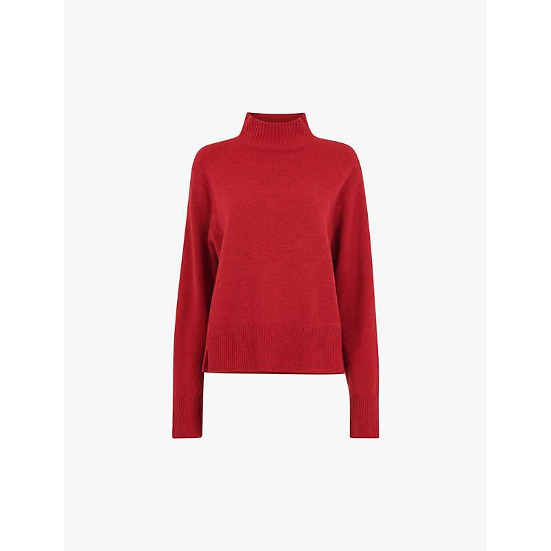 Whistles Ferne Wool Funnel Neck Sweater In Red