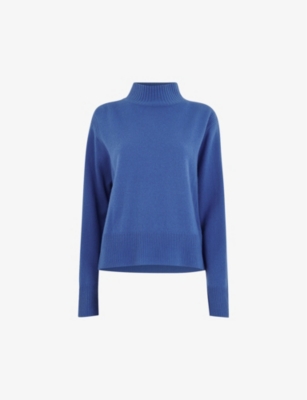 Whistles Ferne Wool Funnel Neck Sweater In Blue