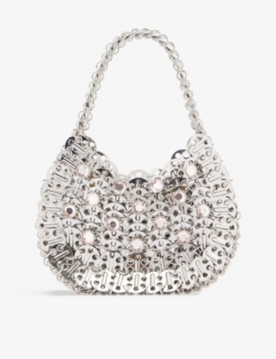 PACO RABANNE: 1969 Moon rhinestone-embellished brass top-handle bag