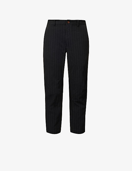 BLACK COMME DES GARCON: Pinstriped mid-rise straight-leg woven trousers